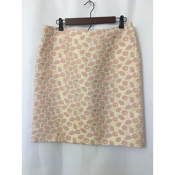 Merona Women Skirt Pencil Straight Sz 8 Peach Gold Metallic Brocade Evening SK5 - Picture 1 of 8